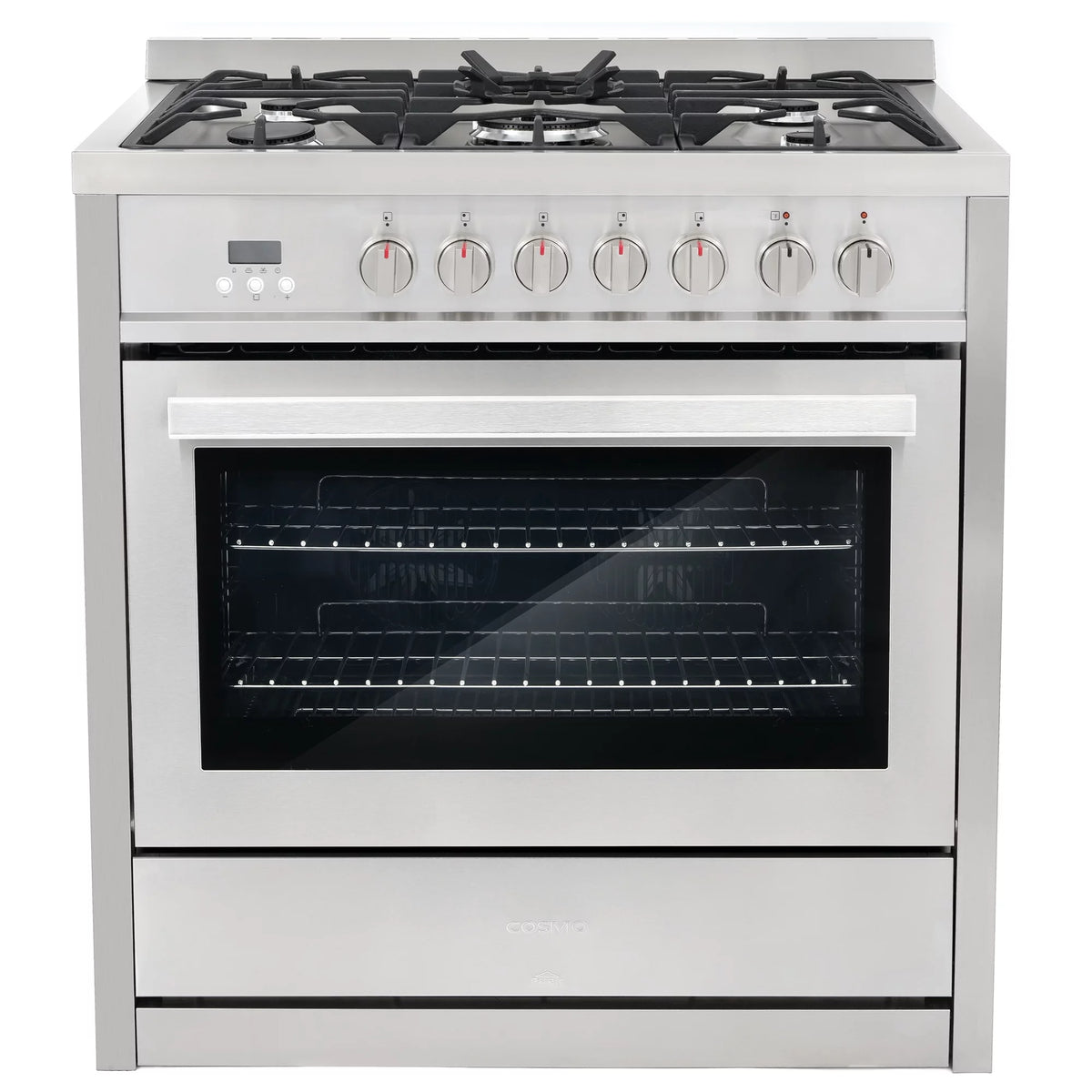 2 Piece Dual Fuel Range and Wall Mount Range Hood Kitchen Appliance Package M120