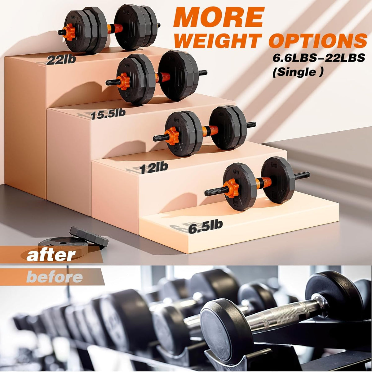 44LB 4 in 1 Adjustable Weight Dumbbell Set R603899