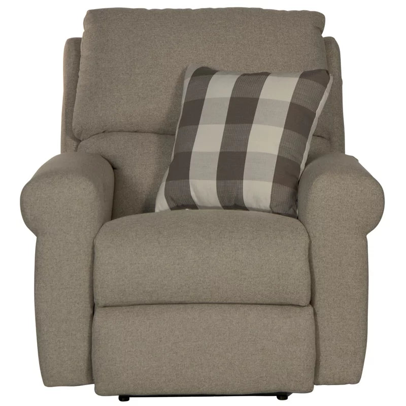 Gray Polyester Fabric Glider Recliner with Accent Pillow L669809