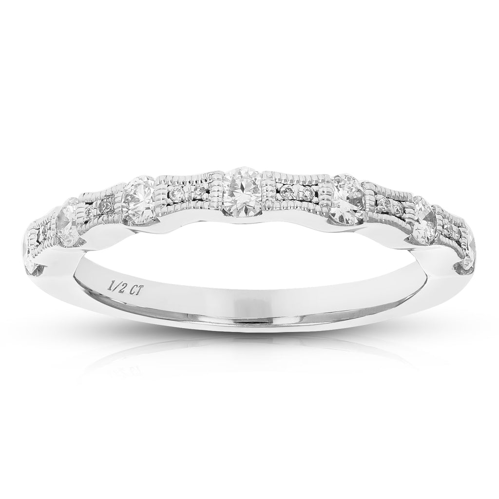 1/2 CTTW Lab Grown Diamond Wedding Band .925 Sterling Silver Prong Size 7 L7344