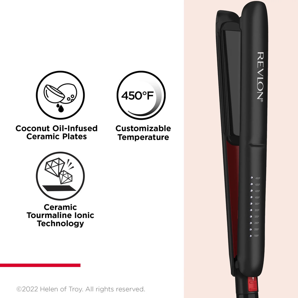 Black 1" Ceramic Flat Iron Q15350
