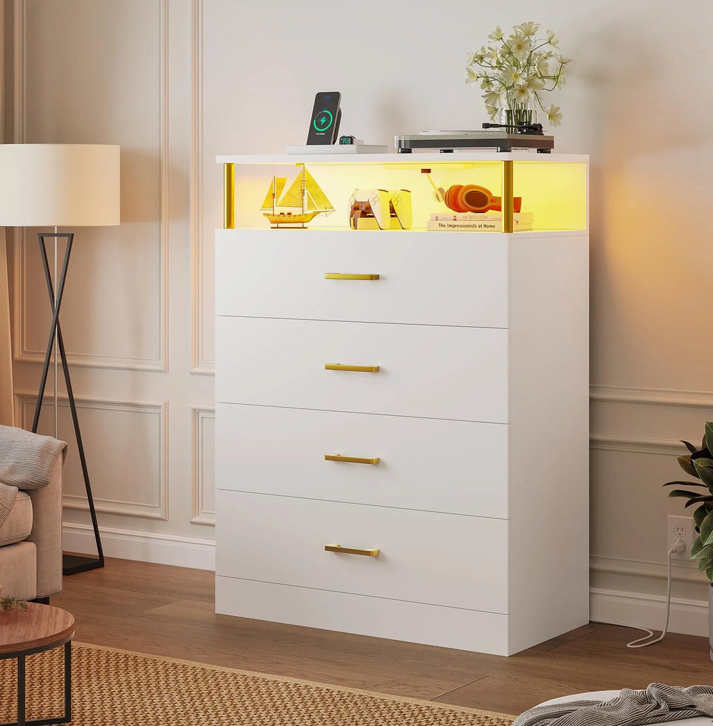 Black 6 Drawer Dresser with Charging Station F3287