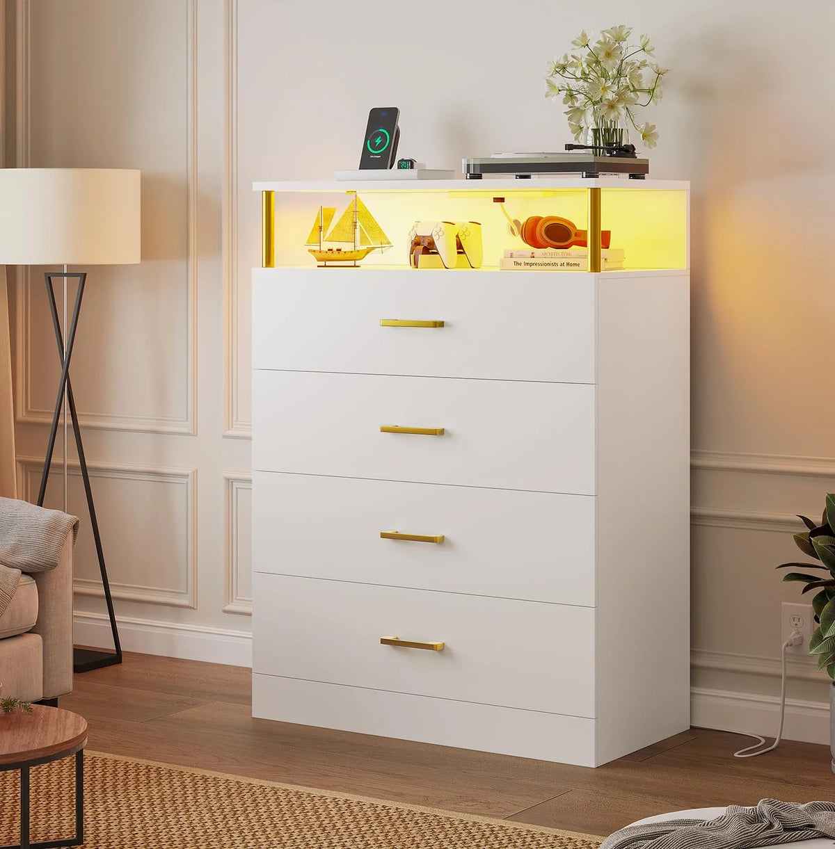 Black 6 Drawer Dresser with Charging Station F3287