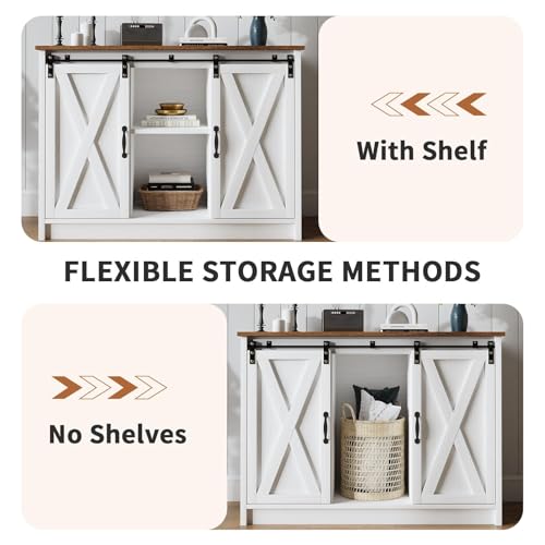Coffee Bar Cabinet with Sliding Barn Doors, 42” Sideboard Buffet Cabinet with Storage, Espresso G745