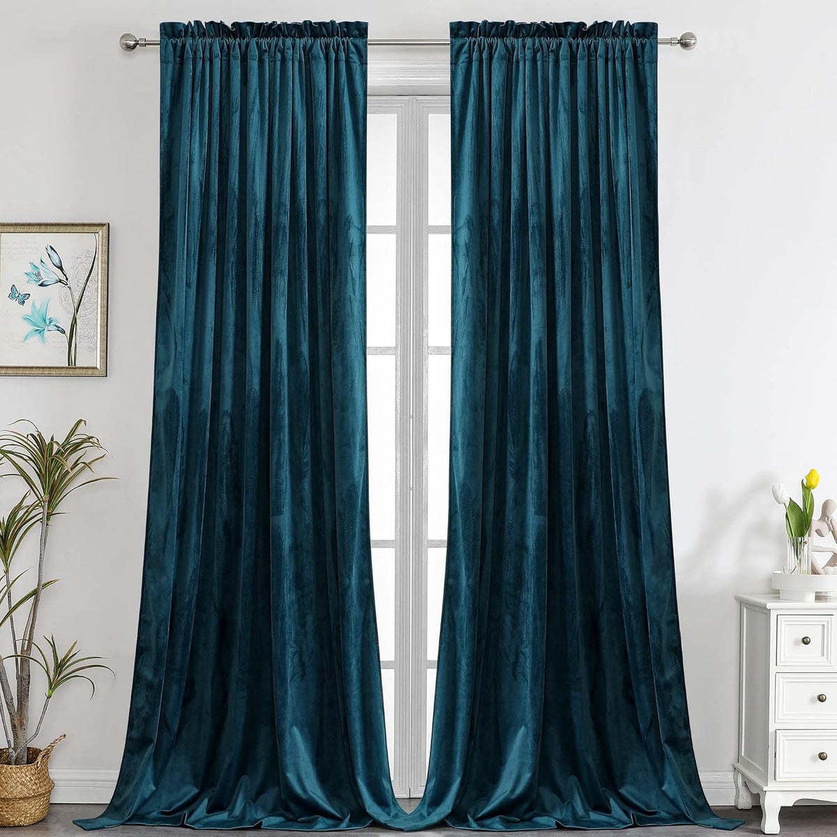 Camel Velvet Room Darkening Curtains, 2 Panels P122