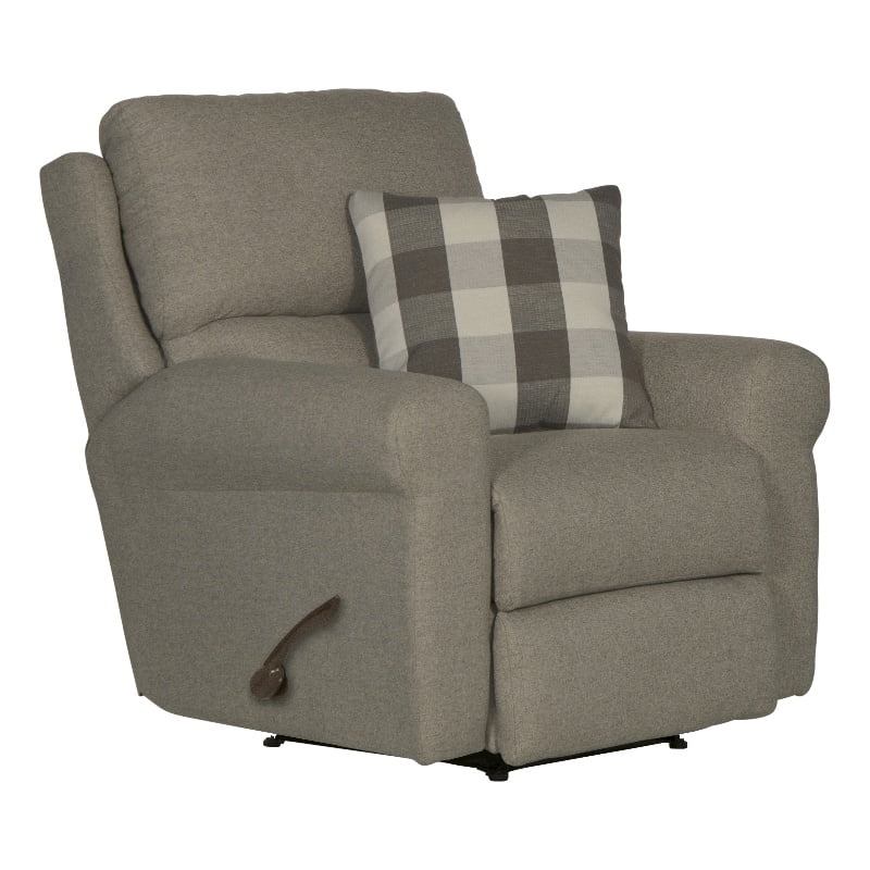 Gray Polyester Fabric Glider Recliner with Accent Pillow L669809