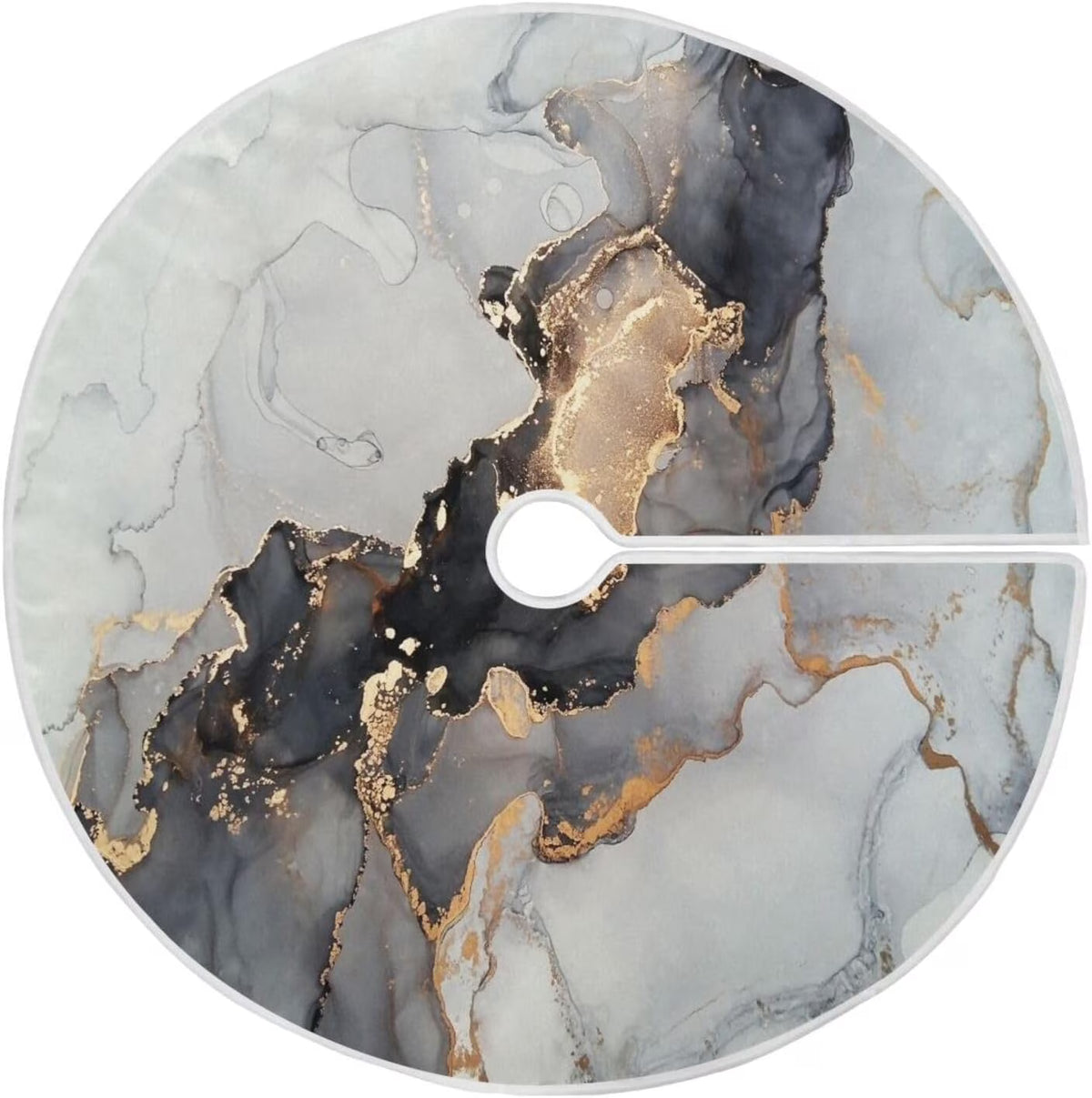 Black Gold Marble Texture Christmas Tree Skirt E4018