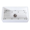 Farmhouse Kitchen Sink With Strainer And Grid, Matte White I33326