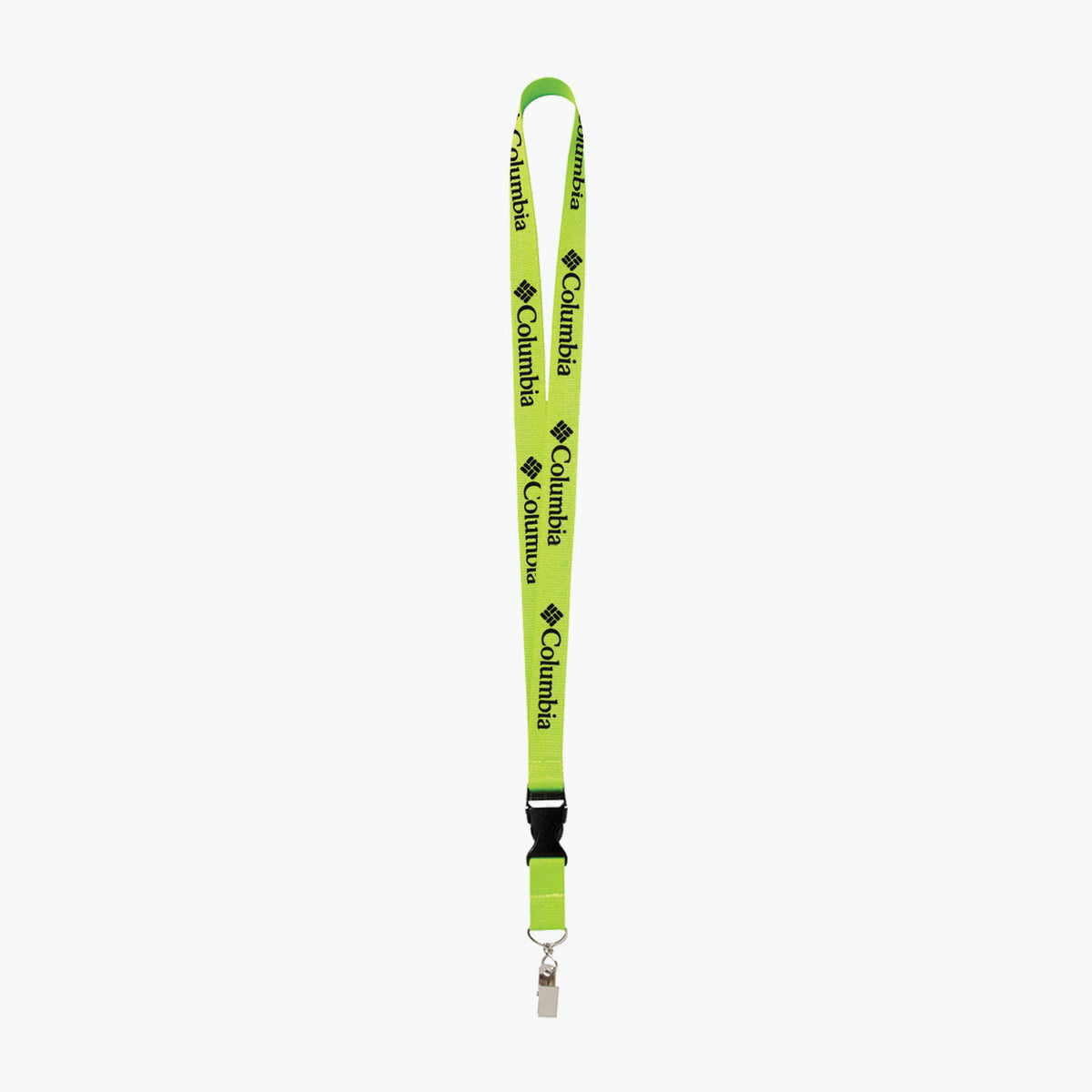 Lime Polyester Lanyard with Buckle Release and Swivel Bulldog Clip S506003