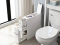 Slim White Bathroom Storage Cabinet with Slide Out Drawer K2489