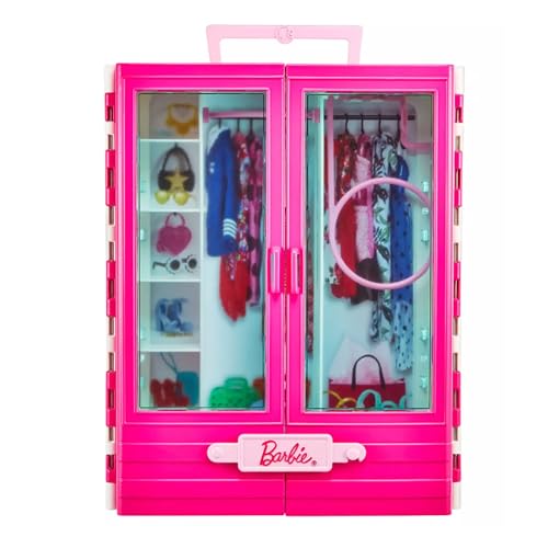 Barbie and Ken Doll with Wardrobe and Pink Two-Seater Convertible Car K92336
