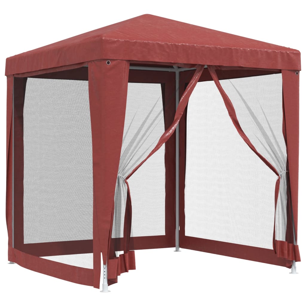 Red Party Tent with 4 Mesh Sidewalls 6.6'x6.6' HDPE F456728