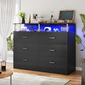 Black 6 Drawer Dresser with Charging Station F3287