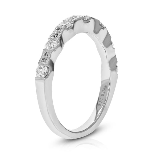 1/2 CTTW Lab Grown Diamond Wedding Band .925 Sterling Silver Prong Size 7 L7344