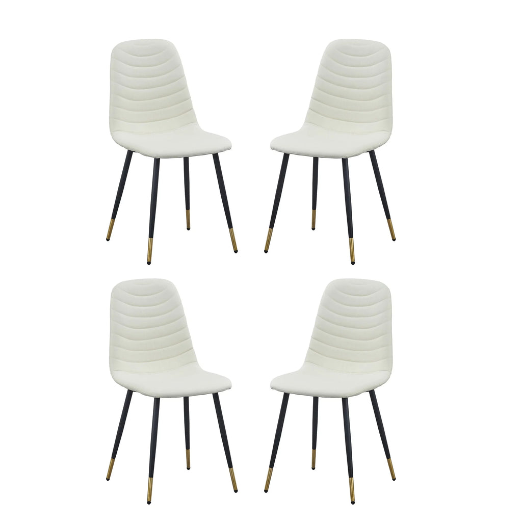 White Velvet Tufted Dining Chairs Set of 4 V678854