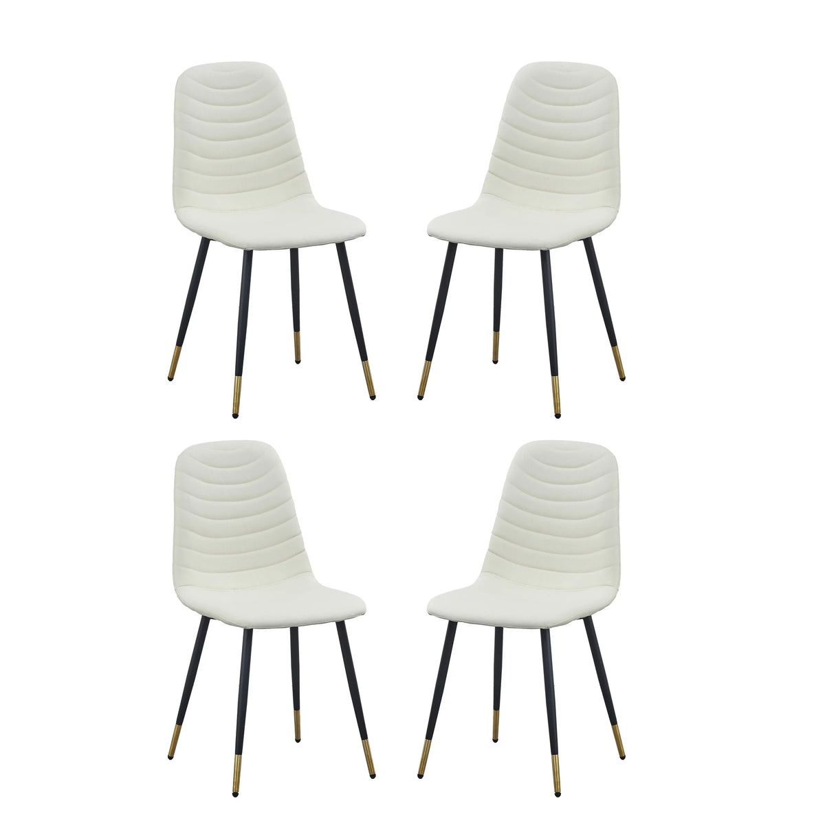 White Velvet Tufted Dining Chairs Set of 4 V678854