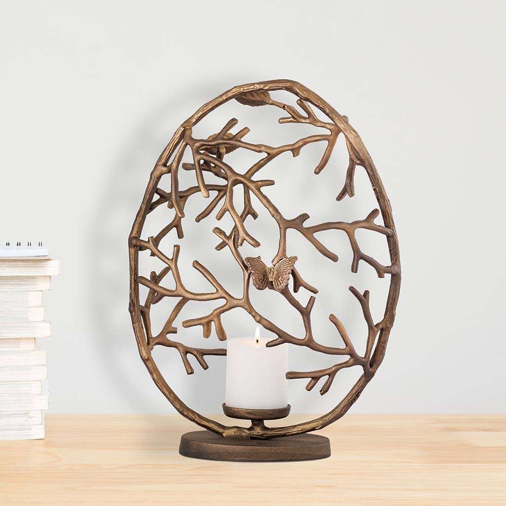 Gold Round Pillar Candle Holder 18 in. Z96832