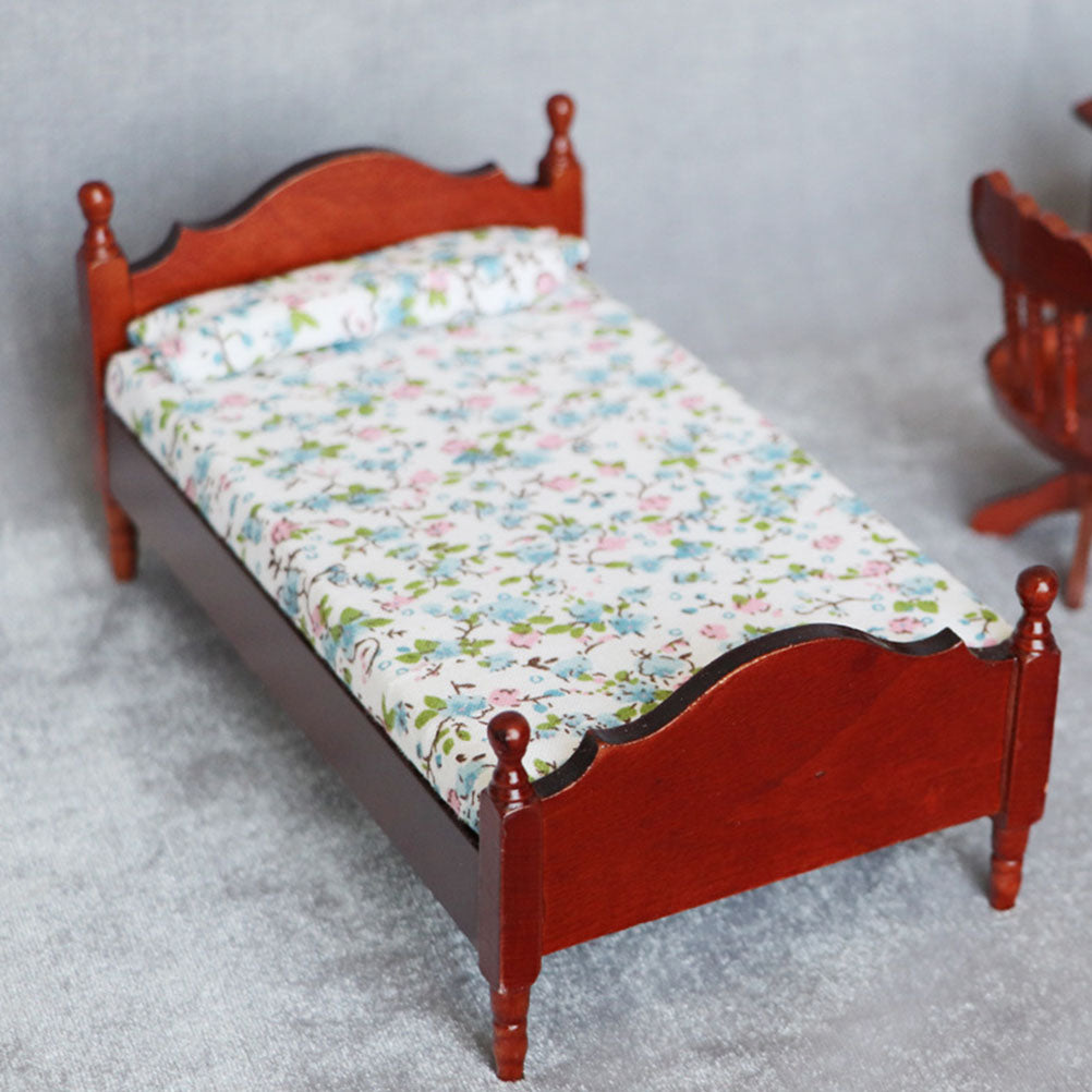 Mini Bed Doll House Bedroom Decor H531