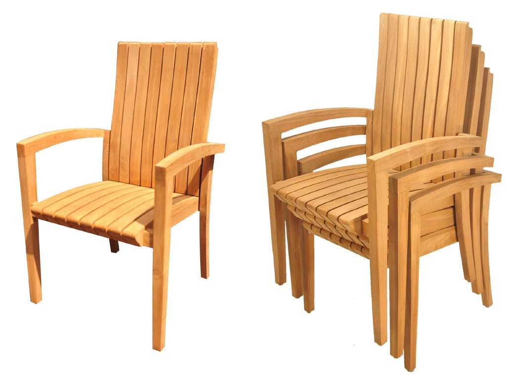 Grade-A Teak 4 Pc Dining Set with 48" Round Butterfly Table and 3 Stacking Arm Chairs S726590