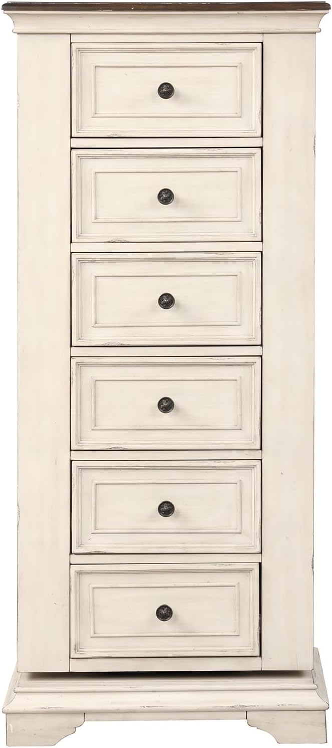 Antique White Swivel Chest with Mirror B8787