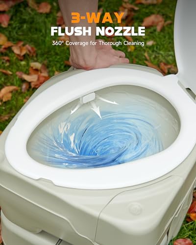 Portable Toilet, 5.3 gal. HDPE Camping Toilet with Built-in Handle Y638187