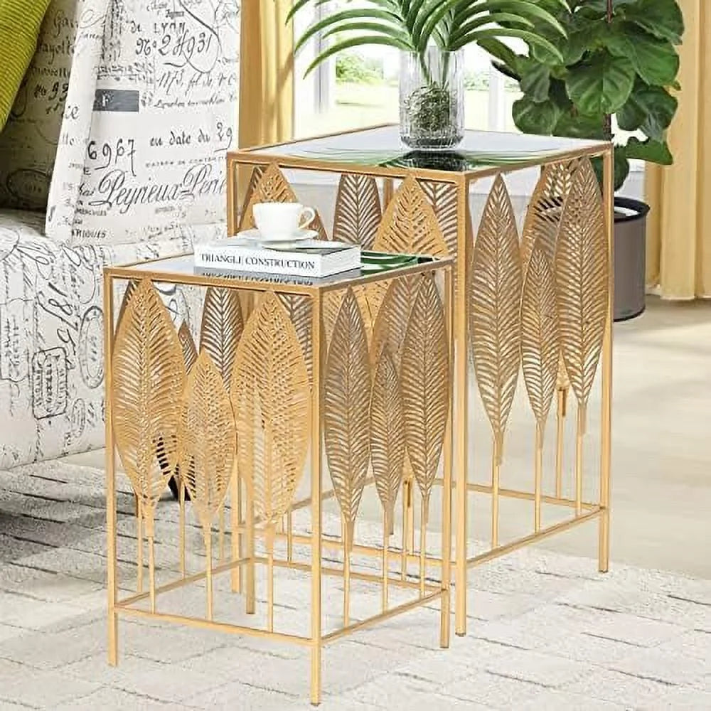 Gold Metal Slim Console Table Set of 2 A182