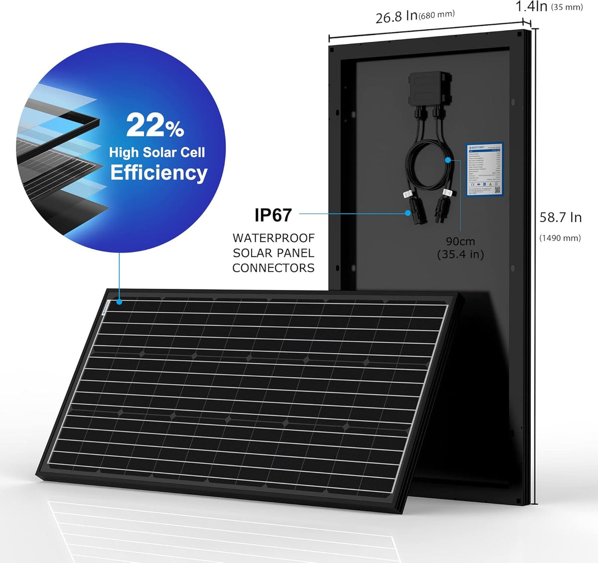 600 Watt Black Mono RV Solar Panel U199