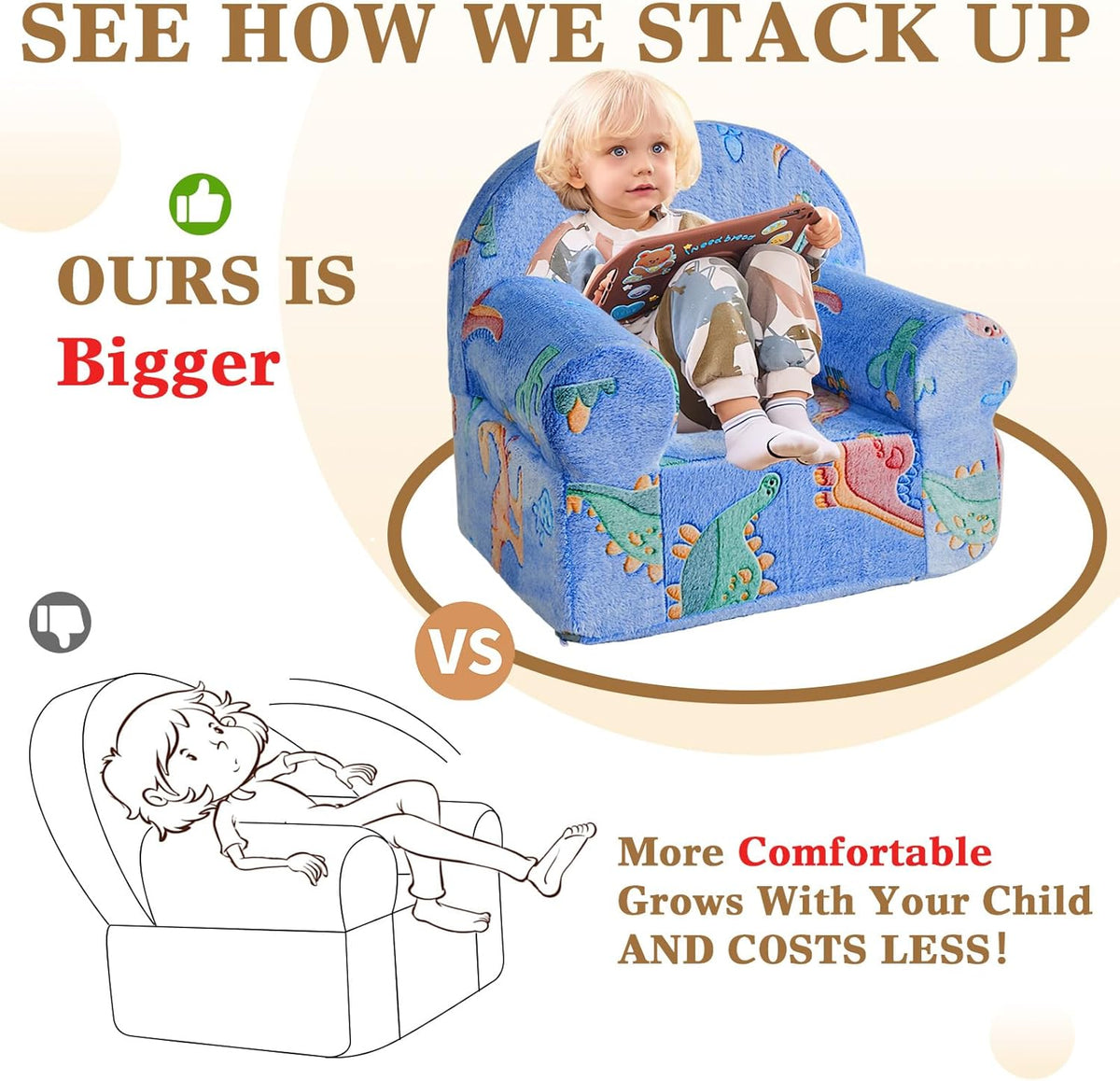Glow in The Dark Dinosaur Toddler Plush Chair P38206