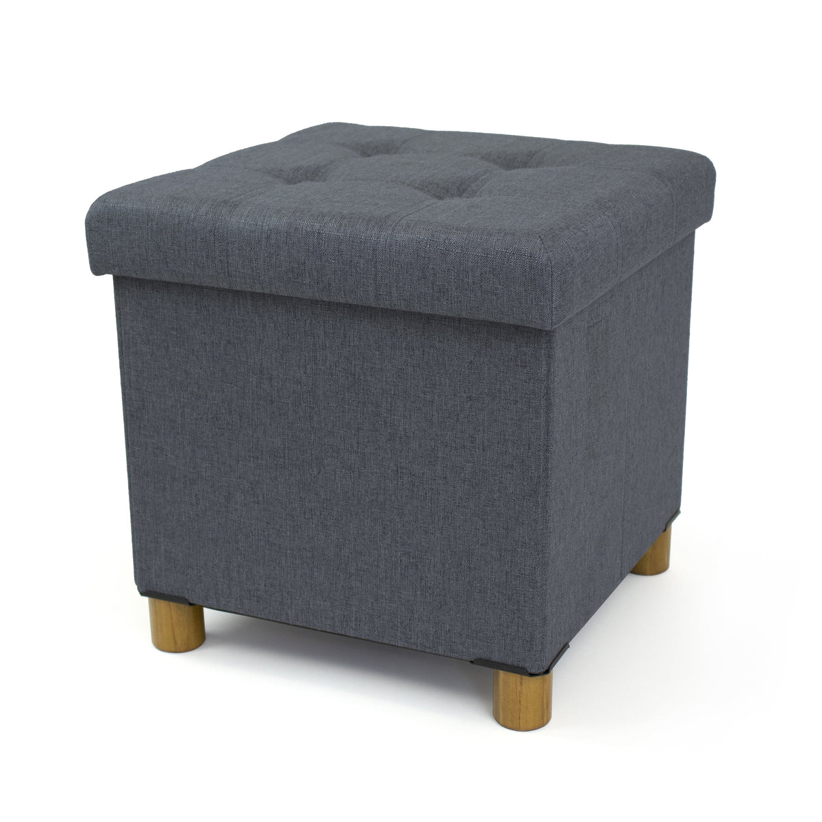 Dark Grey Collapsible Cube Storage Ottoman Foot Stool with Tray V445