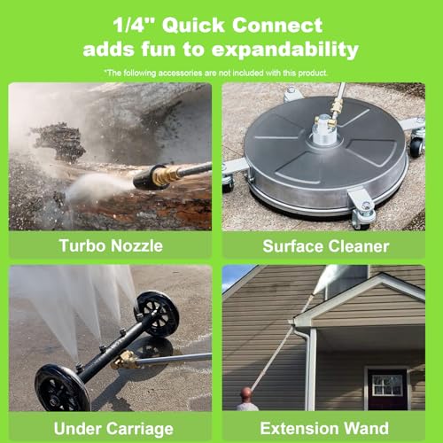 Electric Pressure Washer 5000 PSI 4.0 GPM with 33ft Hose, 4 Nozzle and Foam Cannon, Green M92772
