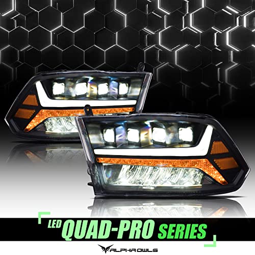 Black Amber Crystal Headlights With LED Light Bar K974