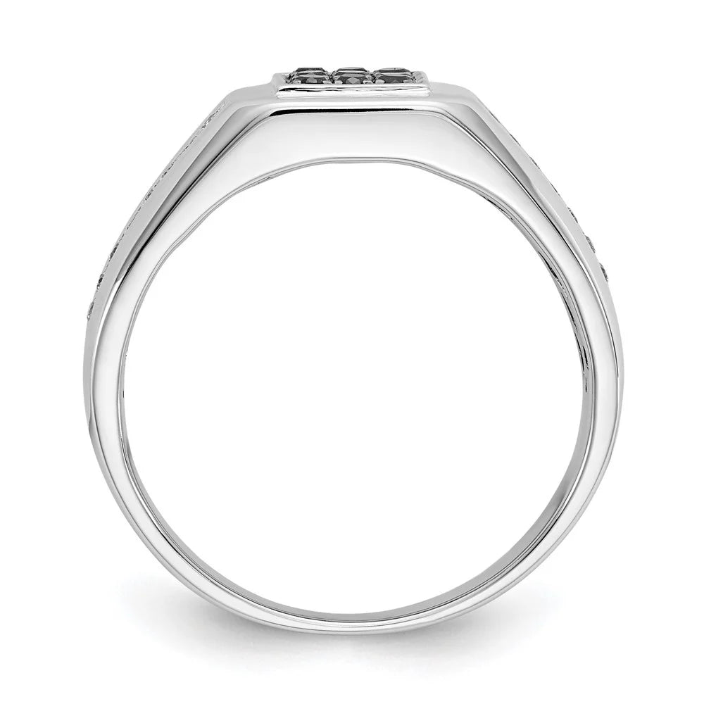 14k White Gold Black Diamond Square Men's Ring T115653