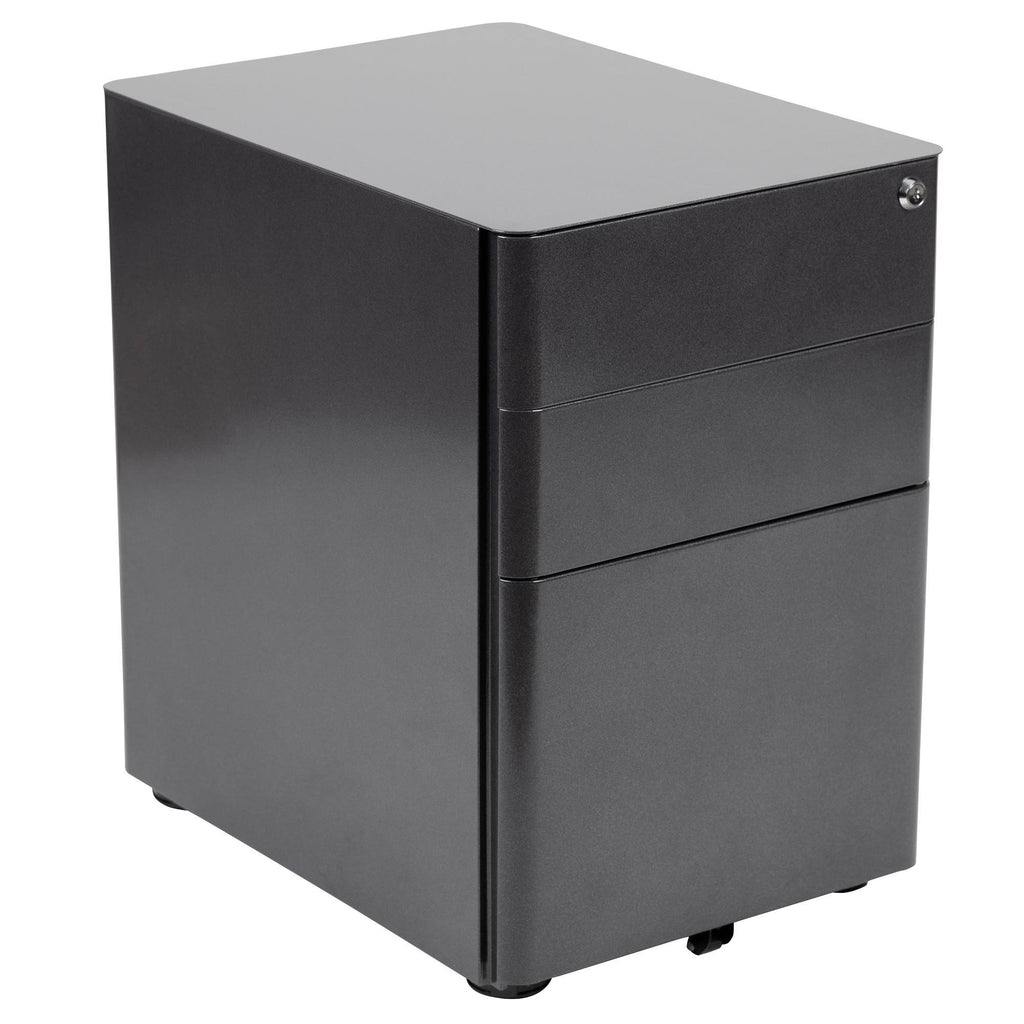 Black 3-Drawer Mobile Locking Filing Cabinet O822
