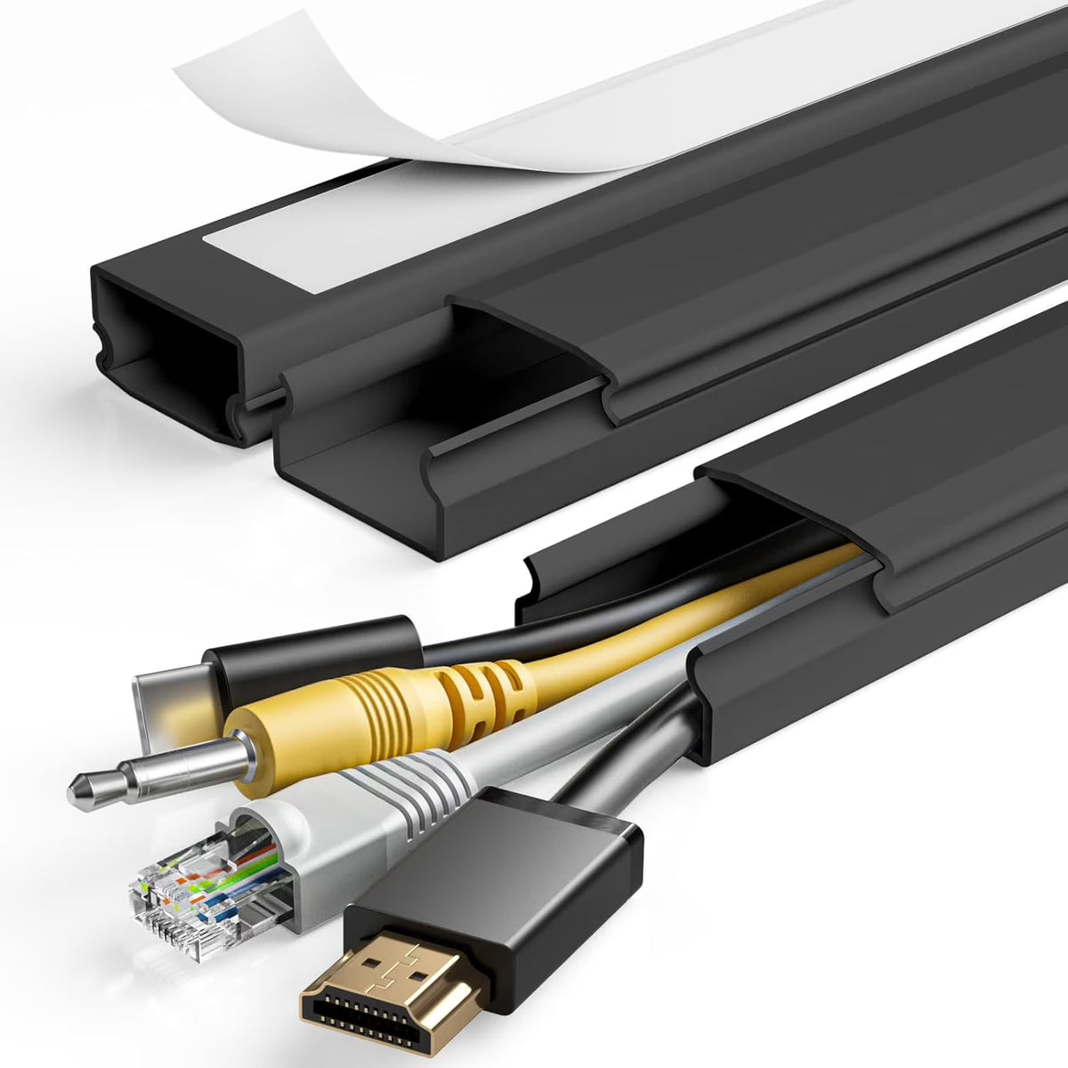 47In Black Cable Raceway for 4 Cords O480