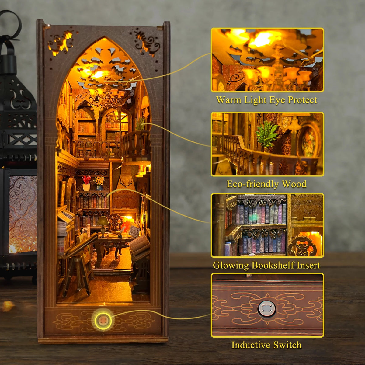 Wooden 3D Miniature Book Nook Kit with LED Light X63260