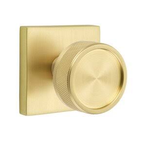 Satin Brass Passage Square Rosette Knob B88808