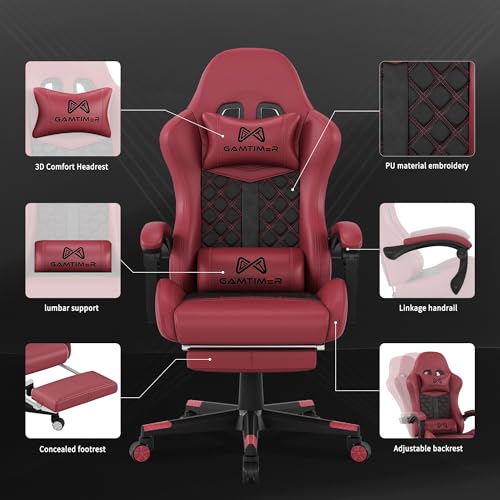 White High Back Gaming Chair with Footrest and Lumbar Support K5105