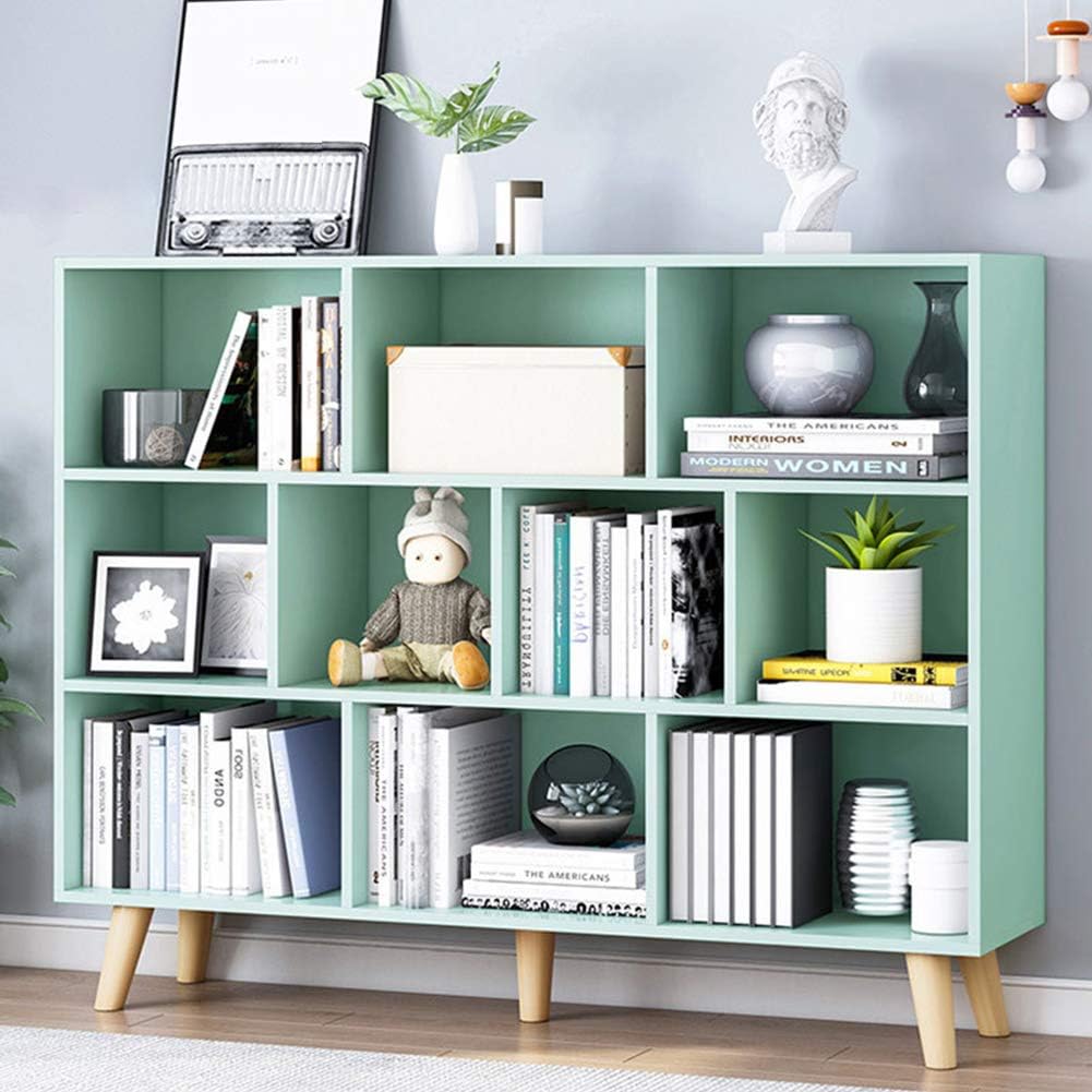 Bright Blue 3-Tier Wooden Open Shelf Bookcase Y547512