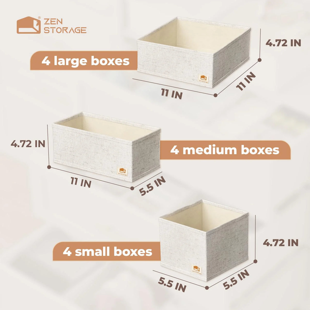 Beige 12 Pack Multi Size Foldable Dresser Drawer Organizer Set P78266