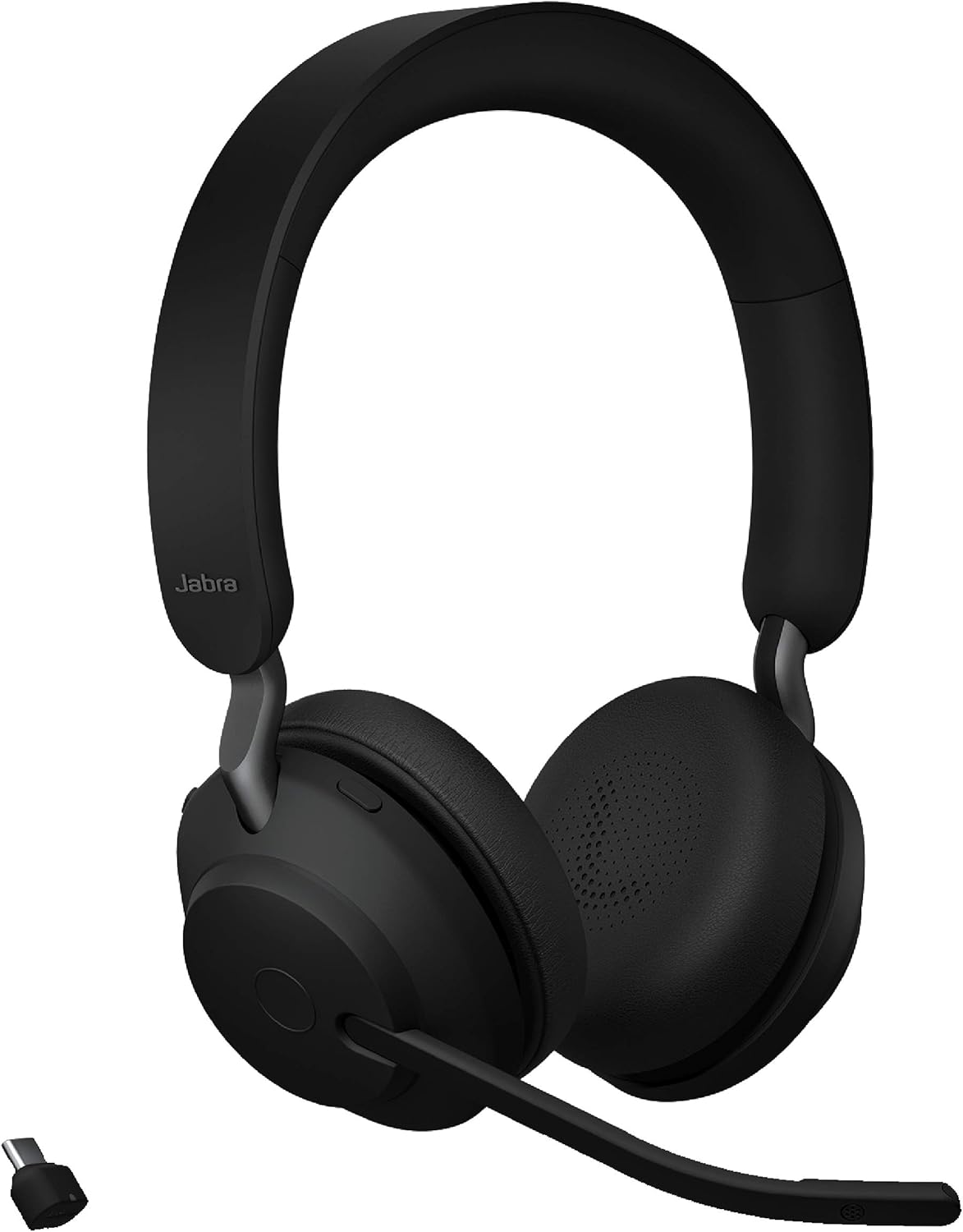 Jabra Evolve2 65 UC Wireless Headphones with Link380a, Stereo, Black – Wireless Bluetooth Headset for Calls and Music, 37 Hours of Battery Life, Passive Noise Cancelling Headphones O97174