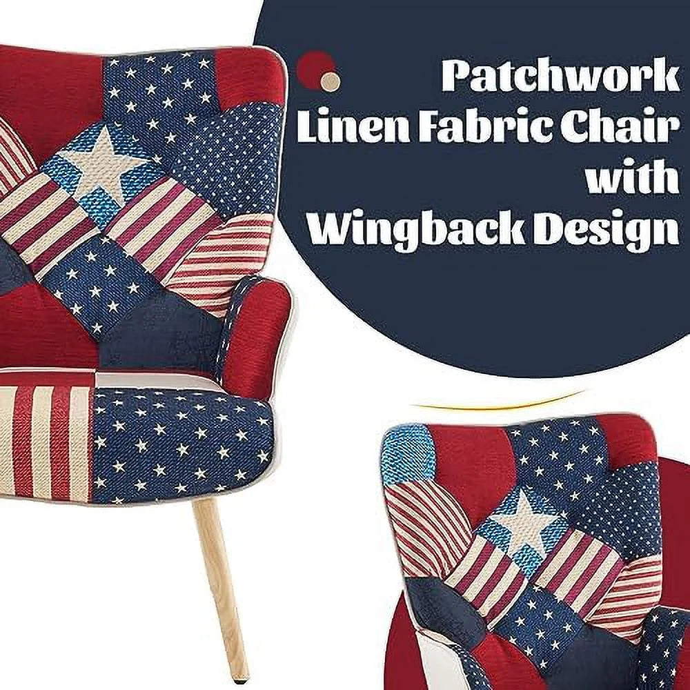 Grey Plaid Upholstered Accent Chair with Wooden Base B656756
