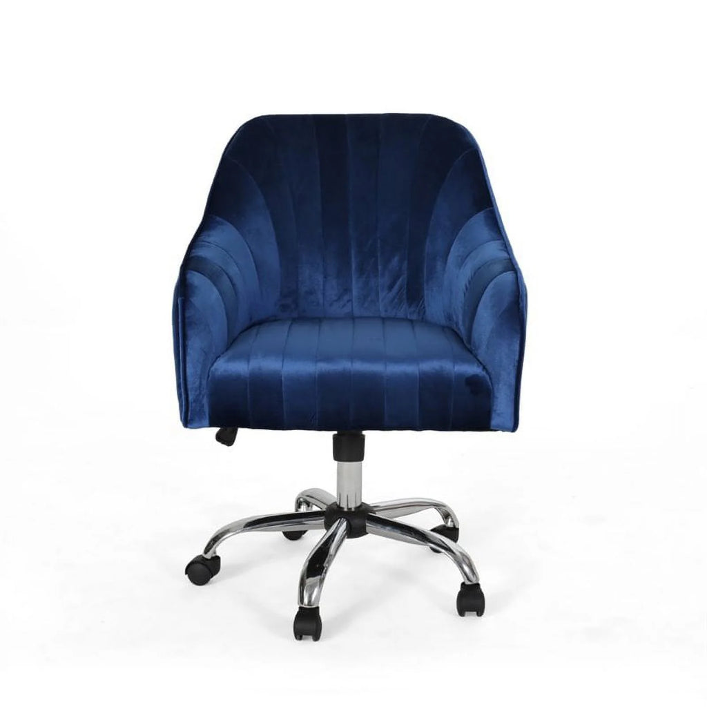 Navy Blue Velvet Swivel Chair D5751