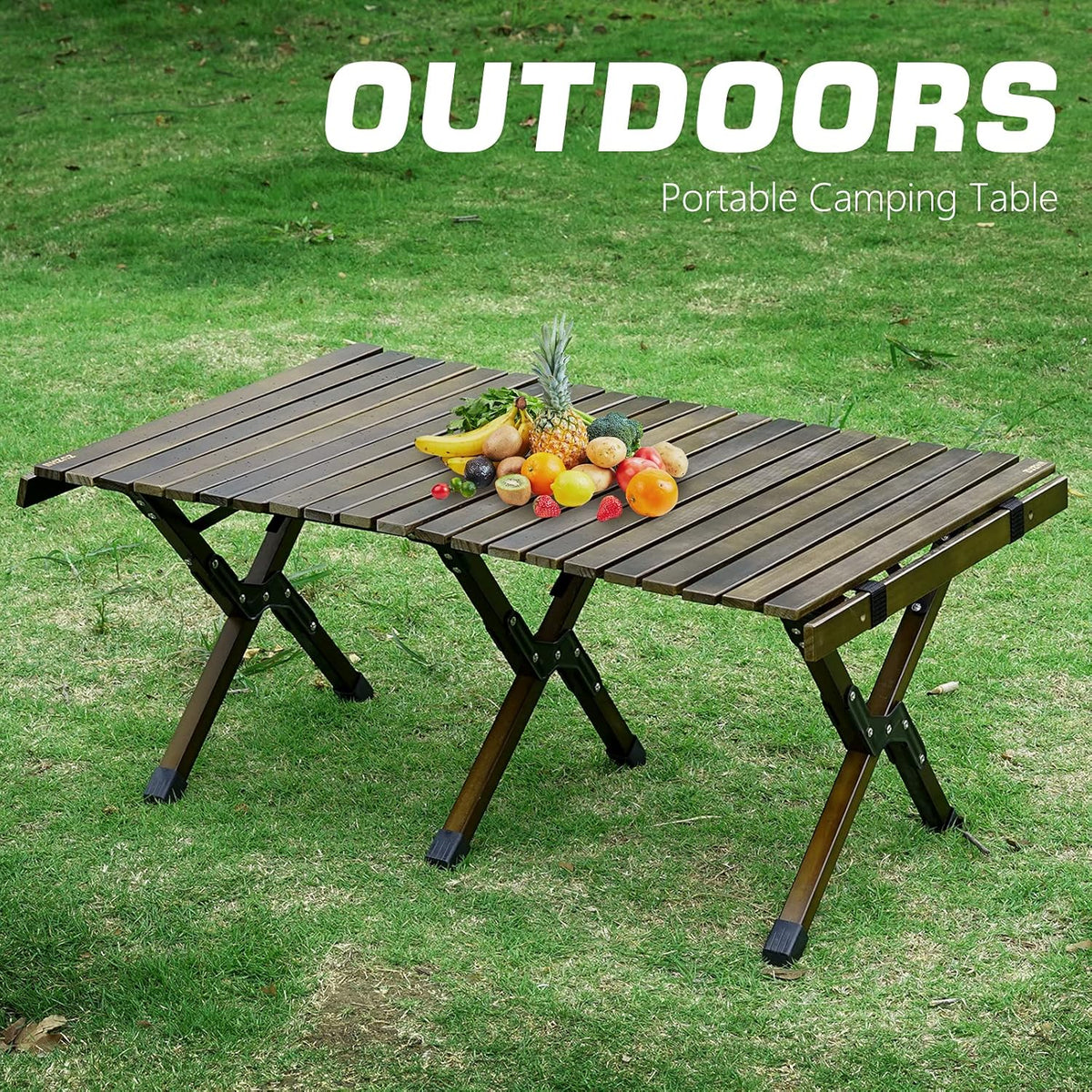 Portable Folding Wooden Camping Table with Carry Bag J5096