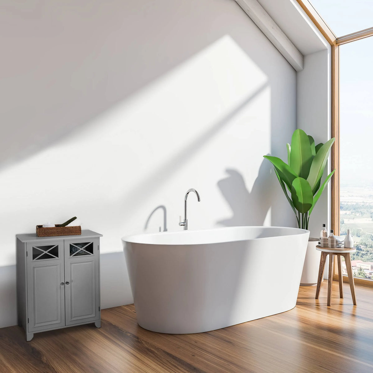 Grey 2 Door Floor Cabinet B956