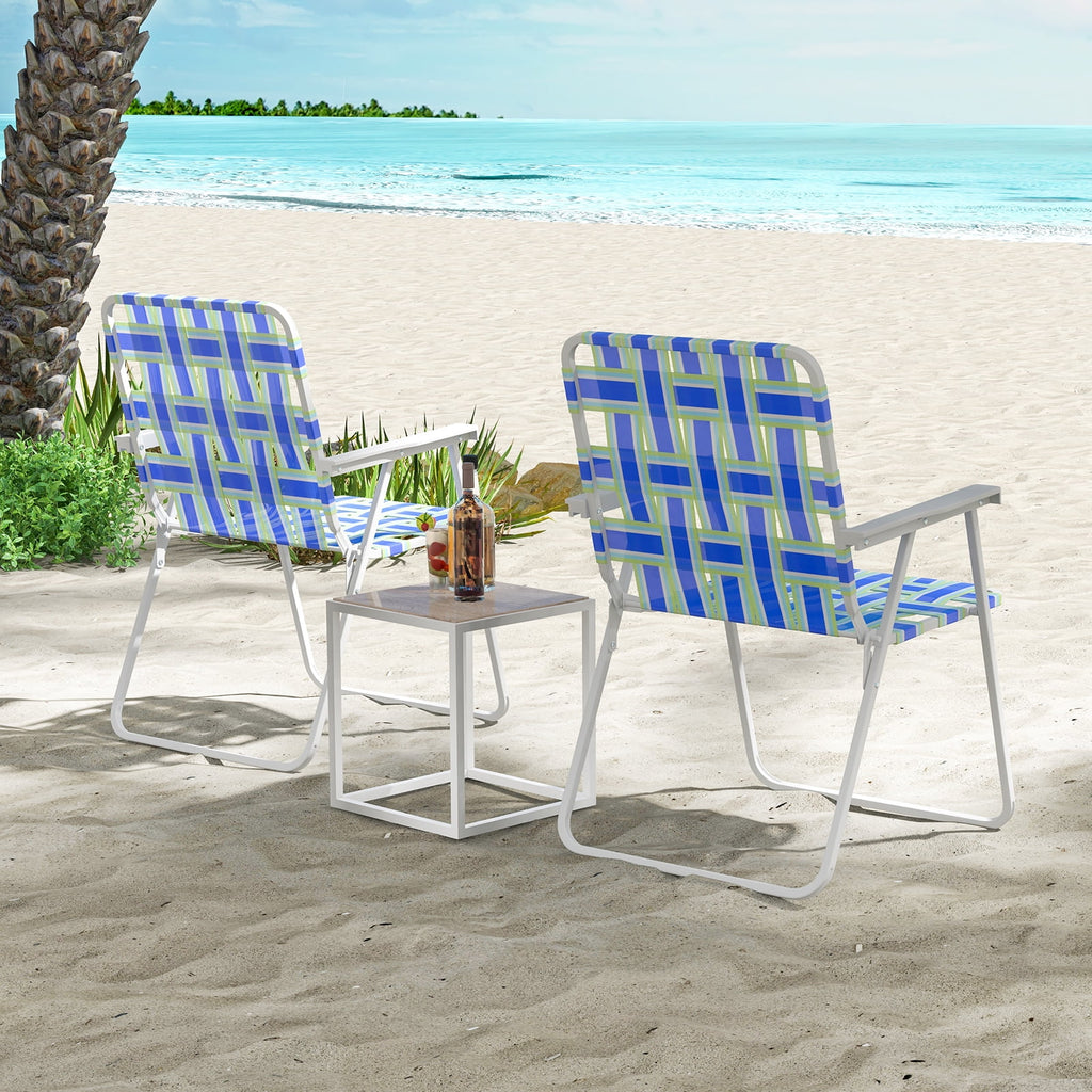 2PCS Lightweight Folding Beach Chair Blue N880581