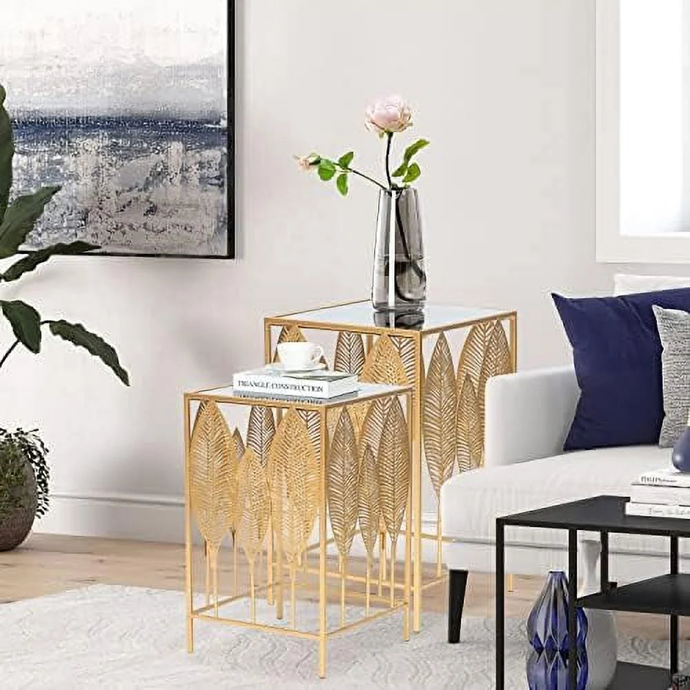 Gold Metal Slim Console Table Set of 2 A182