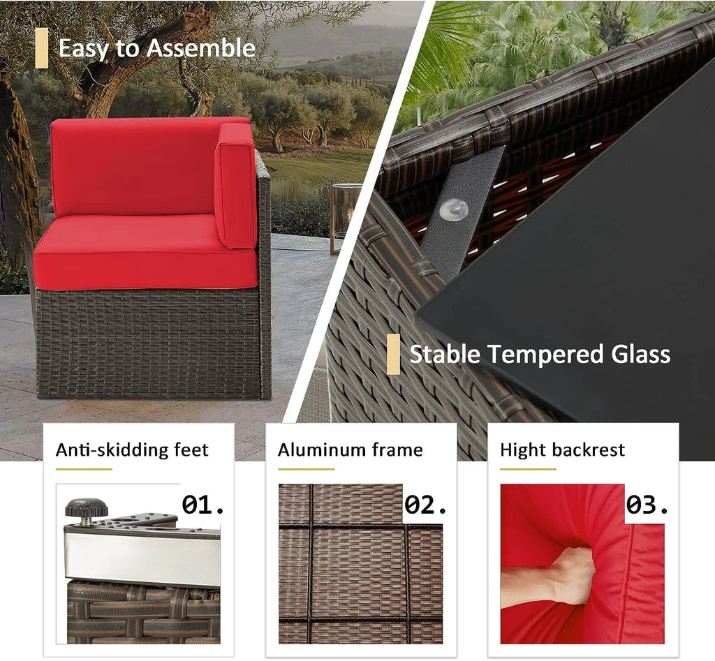 7-Piece PE Rattan Wicker Outdoor Sectional Sofa Set O30257