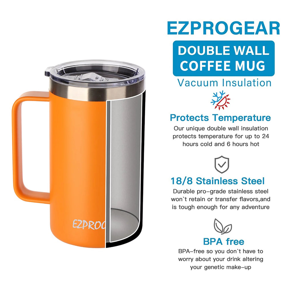 24 oz Stainless Steel Insulated Tumbler with Handle and Lid K296