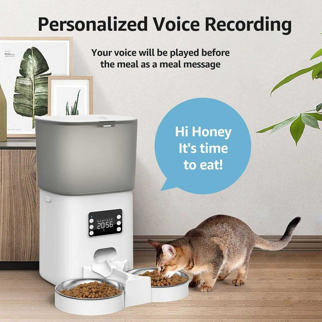 Automatic Food Dispenser with Stainless Bowls Cat & Dog Feeder Y297265