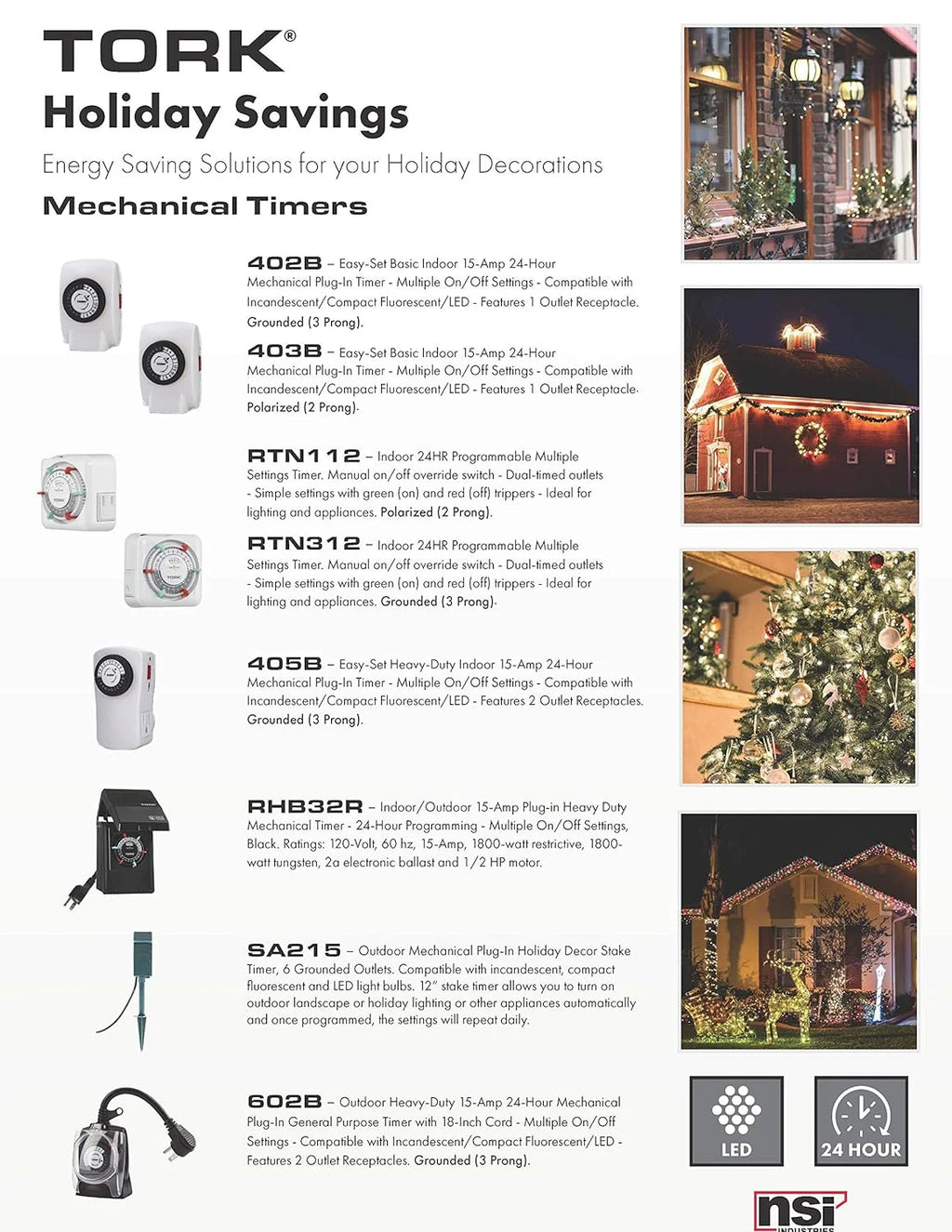 Heavy-Duty Indoor 15-Amp 24-Hour Mechanical Plug-In Air Conditioner And Appliance Timer G659